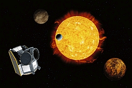 Künstlerische Darstellung des Weltraumteleskops CHEOPS.
(Bild: ESA / ATG medialab)
