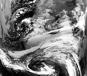 Infrarot-Wolkenbild von Feng Yun 3C (Bild: Chinesische Akademie der Wissenschaften)
