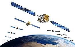 Künstlerische Darstellung von Galileo-Satelliten im All
(Bild: OHB System AG)