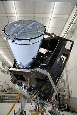 Die erste Telescope Assembly für das abbildende MTG-Instrument FCI vor dem Transport nach Cannes zum Hauptauftragnehmer Thales Alenia Space.
(Bild: OHB System AG)