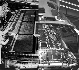 Herstellung des Seitenwand-Hitzeschutzes von Apollo
(Bilder: NASA)