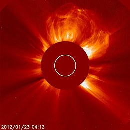 Flare beobachtet von SOHO am 23. Januar 2012 (Bild: ESA/NASA)