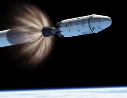2. Stufe mit Merlin-Motor im Flug - Illustration. (Bild: SpaceX)