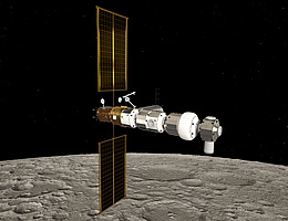 Lunar Gateway über der Mondoberfläche. (Bild: ESA/NASA/ATG medialab)