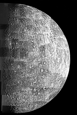 Merkur: Zusammenstellung von Einzelaufnahmen der NASA-Sonde Mariner 11
(Bild: NASA)