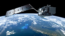 Copernicus Sentinel-3 über der Erde - künstlerische Darstellung (Bild: ESA/ATG medialab)