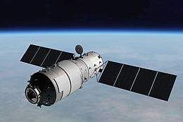 Tiangong 1 über der Erde - künstlerische Darstellung
(Bild: CMSA)