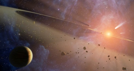 Künstliche Interpretation der Asteroidengürtel um Epsilon Eridani