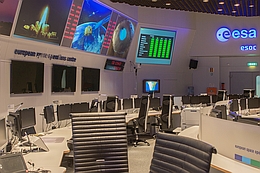 im ESOC-Hauptkontrollraum (Bilder: T. Weyrauch)