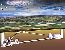 Schematische Darstellung des geplanten Einstein-Teleskops.
(Bild: Marco Kraan (Nikhef))
