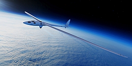 Flug in großer Höhe, die Erdkrümmung ist sichtbar - Illustration (Bild: Ideenflug-Wettbewerbsbüro)