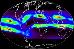 mit dem Satelliten TIMED beobachtete Plasmaverteilung (Bilder: UC Berkely)
