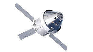 Orion mit dem metallisch beschichtetem Crewmodul - Illustration.
(Bild: NASA)