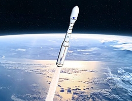 Vega C im angetriebenen Flug - künstlerische Darstellung. (Bild: Arianespace)