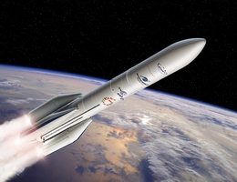 Ariane 6 in der Version A64 im Flug - künstlerische Darstellung. (Grafik: ESA - D. Ducros)