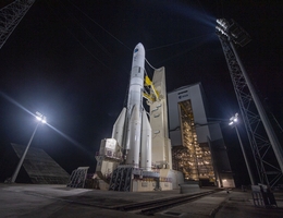 Ariane 6 auf der Startrampe ELA 4 in Kourou. (Bild: ESA/CNES/Arianespace/ArianeGroup/Optique video du CSG-S. Martin)