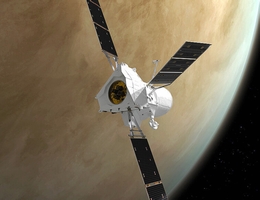 Künstlerische Darstellung des Vorbeiflugs von BepiColombo an der Venus am 10. August 2021. (Bild: ESA/ATG medialab)