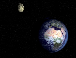 Binärsystem Erde-Mond. (Bild: AEOS Medialab, ESA 2002)