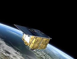 Illustration des fliegenden Satelliten EnMAP. (Bild: DLR/OHB)