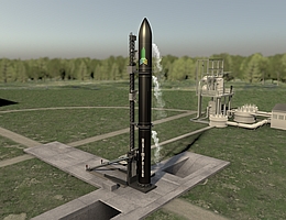 Trägerrakete von HyImpulse auf der Startrampe - Illustration. (Bild: HyImpulse)