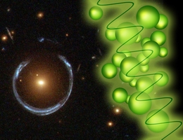 Im Hintergrund: Der Gravitationslinseneffekt - ein Beispiel für einen Effekt der allgemeinen Relativitätstheorie. Mit Quantenteilchen lässt sich etwas Analoges simulieren. (Bild: NASA / TU Wien)