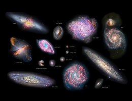 SALSA - Survey of Extragalactic Magnetism with SOFIA (Foto: M51: (NASA, the SOFIA science team, A. Borlaff; NASA, ESA, S. Beckwith (STScI) and the Hubble Heritage Team (STScI/AURA)); M82: NASA/SOFIA/E. Lopez-Rodriguez; NASA/Spitzer/J. Moustakas et al.; M83: NASA/JPL-Caltech/E. Lopez-Rodriguez; NGC 253: ESO/A.S. Borlaff; NGC 1068: NASA/SOFIA; NASA/JPL-Caltech/Roma Tre Univ.; NGC 1097: NASA, the SOFIA science team, E. Lopez-Rodriguez et al.; ESO/Prieto et al.; NGC 2146: ESA/Hubble & NASA/E. Lopez-Rodriguez; NGC 3627: NASA/JPL-Caltech/R. Kennicutt (University of Arizona) and the SINGS Team/E. Lopez-Rodriguez; NGC 4736: ESA/Hubble & NASA/A.S. Borlaff; NGC 4826: ESA/Hubble & NASA, J. Lee and the PHANGS-HST Team, Acknowledgement: Judy Schmidt/A.S. Borlaff; NGC 6946: ESA/Hubble/NASA/JPL-Caltech/L.Proudfit/A.S. Borlaff; NGC 7331: Adam Block/Mount Lemmon SkyCenter/University of Arizona/E. Lopez-Rodriguez; Antennae galaxies: ESA/Hubble & NASA/E. Lopez-Rodriguez; Centaurus A: Optical: European Southern Observatory (ESO) Wide Field Imager; Submillimeter: Max Planck Institute for Radio Astronomy/ESO/Atacama Pathfinder Experiment (APEX)/A.Weiss et al.; X-ray and Infrared: NASA/Chandra/R. Kraft; JPL-Caltech/J. Keene; SOFIA; Circinus:Andrew S. Wilson (University of Maryland); Patrick L. Shopbell (Caltech); Chris Simpson (Subaru Telescope); Thaisa Storchi-Bergmann and F. K. B. Barbosa (UFRGS, Brazil); and Martin J. Ward (University of Leicester, U.K.) and NASA/ESA/A.S. Borlaff. Poster design: NASA/SOFIA/L. Proudfit.)