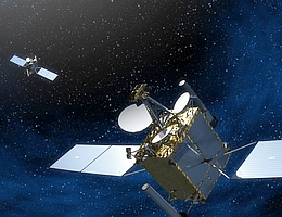 Die beiden COMSATBw-Satelliten - künstlerische Darstellung. (Bild: EADS)