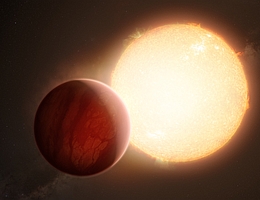Künstlerische Darstellung eines ultraheißen Exoplaneten vor seinem Stern. (Bild: ESO/M. Kornmesser)