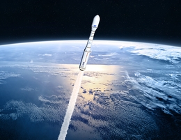 Vega C im Flug - künstlerische Darstellung. (Bild: Arianespace)