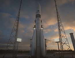 Ariane 6 auf der Startanlage - Illustration. (Bild: ArieneGroup)