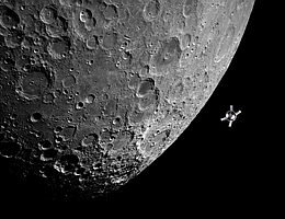 Auf dem Weg zum Mond. (Bild: NASA, Bildmontage: DLR)