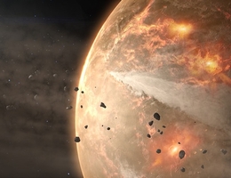 Illustration zur Planetenentstehung: Asteroiden könnten einst die Bausteine des Lebens auf die Erde gebracht haben. (Bild: NASA GSFC)