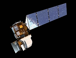 Landsat 8 im All - Illustration. (Grafik: NASA)