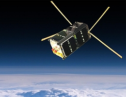 Künstlerische Darstellung des Satelliten SOMP2b (Bild: TU Dresden/Tino Schmiel)