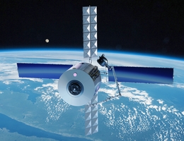 Raumstation Starlab über der Erde - künstlerische Darstellung. (Grafik: Airbus)