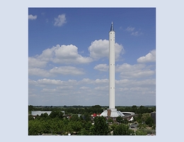 Kleinste Teilchen wachsen zusammen. Geht das im Weltraum schneller? - Fallturm Bremen des Zentrum für Angewandte Raumfahrttechnologie und Mikrogravitation. (ZARM, Universität Bremen)