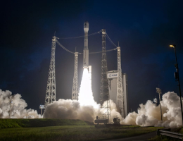 Am 29. April 2025 hat Arianespace mit der Trägerrakete Vega C erfolgreich den Satelliten Biomass für das Earth Explorer-Programm der Europäischen Weltraumorganisation ESA gelauncht. Start von Vega-C, VV26. Bild: Arianespace