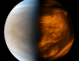 Credit: Kevin Gill. Aufgenommene Bilder der Venus, die von Akatsuki am 24. August und 4. September 2016 gemacht wurden. Verarbeitet mit Infrarot- und Ultraviolettfiltern (IR1, IR2, UV1 [283 nm, 365 nm]).