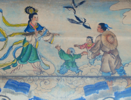 Niulang und Zhinu auf der Brücke der Elstern, Darstellung im Sommer-Palast in Beijing. Credit: shizhao