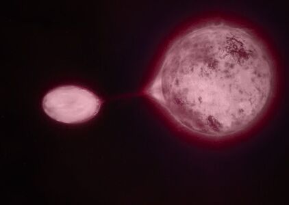 Künstlerische Darstellung Stellarer Vampirismus, Bild von ESO/M. Kornmesser/S.E. de Mink