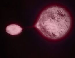 Künstlerische Darstellung Stellarer Vampirismus, Bild von ESO/M. Kornmesser/S.E. de Mink